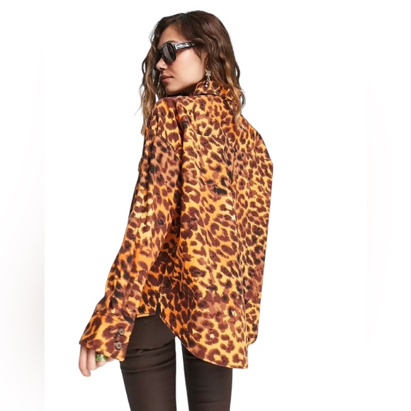 Native Youth Oversized Shacket in Bright Leopard Print, Sz L - Picture 2 of 11